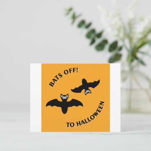 Halloween Bats Orange Postkarte (Stehend Vorderseite)