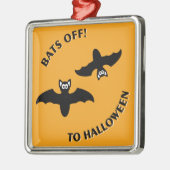 Halloween Bats Orange Silbernes Ornament (Links)