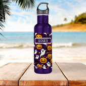 Halloween Bats Pumpkin Boo Pattern Lila School Edelstahlflasche