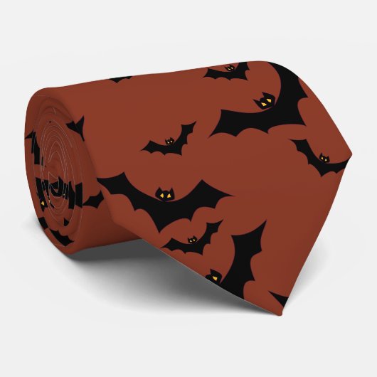 Halloween Bats Rust Brown Krawatte (Gerollt)