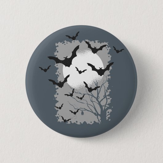 Halloween Bats Silhouette Black Flying Vampires Button (Vorderseite)