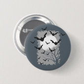 Halloween Bats Silhouette Black Flying Vampires Button (Vorne & Hinten)