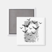 Halloween Bats Silhouette Black Flying Vampires Magnet (Vorderseite/Rückseite)