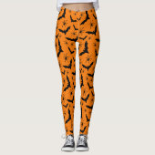 Halloween Bats Spiders Spooky Niedlich Orange Blac Leggings (Vorderseite)