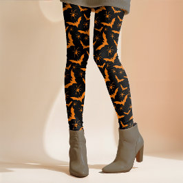 Halloween Bats Spiders Spooky Niedlich Orange Blac Leggings