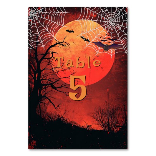 Halloween-Bats-Spinnennetze Tischnummer (Rückseite)