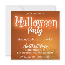 Halloween Bats Tree Orange Night Party