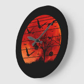 HALLOWEEN BATS UND BÄUME GROßE WANDUHR (Winkel)