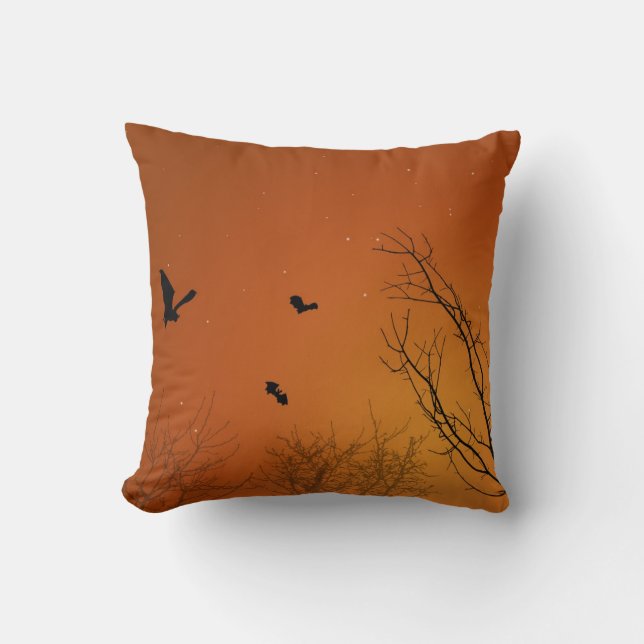 Halloween Bats und Bäume Kissen (Vorderseite)