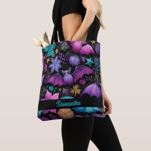 Halloween Bats und Florals Tasche