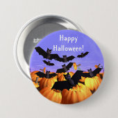 Halloween Bats und Kürbis Button (Vorne & Hinten)