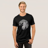 Halloween Bats und Wolf Howling Moon Tri-Blend Shirt (Vorderseite voll)