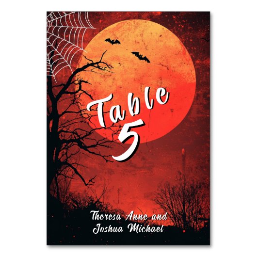 Halloween Bats Vollmond Tischnummer (Rückseite)