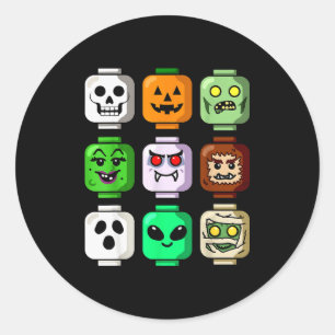 Halloween-Bau-Ziegel-Kopf-Kürbis-Geist-Zombie Runder Aufkleber
