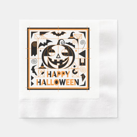 Halloween Bauhaus Pumpkin Serviette (Vorderseite)