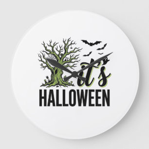 Halloween-Baum Es ist Halloween Vintage Gruselig_1 Große Wanduhr