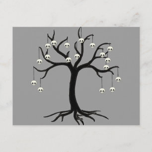 Halloween Baum mit Niedlichen Schädelverzierungen Karte