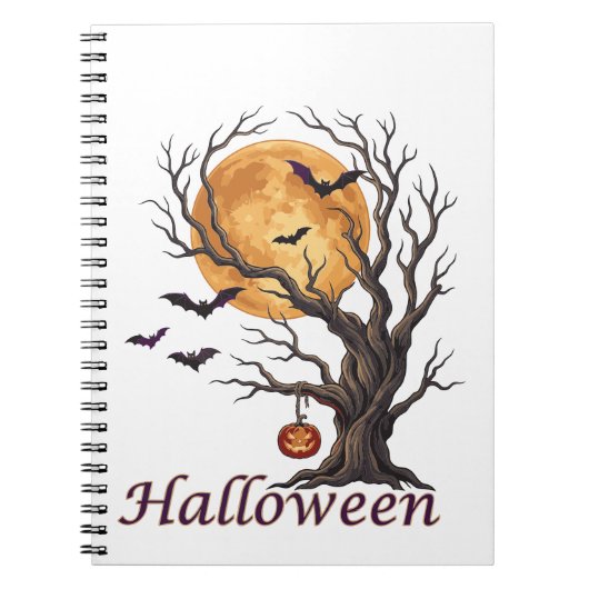 Halloween-Baum und Kürbis Jack-o'-Lantern Notizblock (Vorderseite)