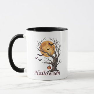 Halloween-Baum und Kürbis Jack-o'-Lantern Tasse