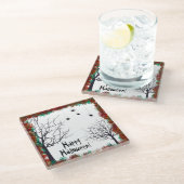 Halloween-Baumspinnen, die Herbstspäne hassen Glasuntersetzer (Schrägansicht)