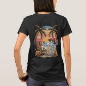 Halloween Beach Vibes - Skelett mit Bier, Hund T-Shirt (Rückseite)