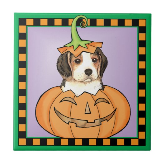 Halloween-Beagle Fliese (Vorderseite)