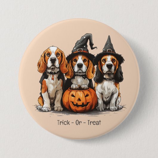 Halloween-Beagle-Hunde für Trick oder Treat Button (Vorderseite)