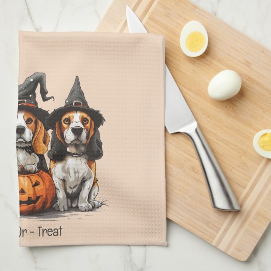 Halloween-Beagle-Hunde für Trick oder Treat Geschirrtuch (Viertel Falte)