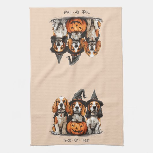 Halloween-Beagle-Hunde für Trick oder Treat Geschirrtuch (Vertikal)
