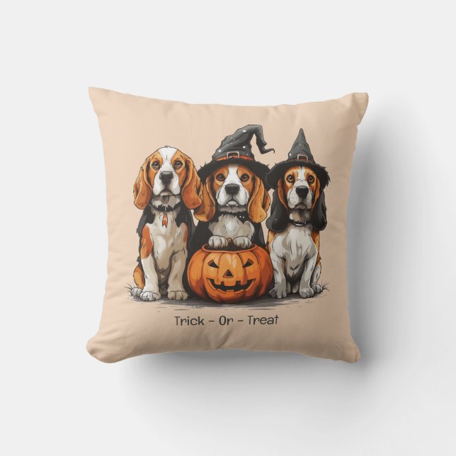 Halloween-Beagle-Hunde für Trick oder Treat Kissen (Vorderseite)