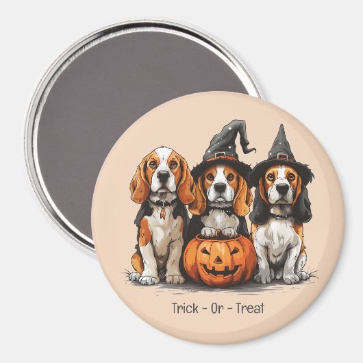 Halloween-Beagle-Hunde für Trick oder Treat Magnet (Vorderseite/Rückseite)