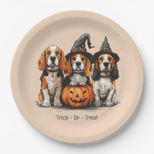 Halloween-Beagle-Hunde für Trick oder Treat Pappteller (Vorderseite)
