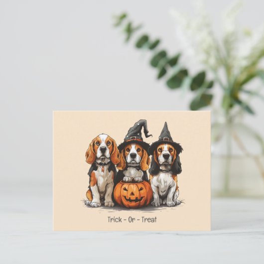 Halloween-Beagle-Hunde für Trick oder Treat Postkarte (Stehend Vorderseite)