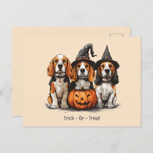Halloween-Beagle-Hunde für Trick oder Treat Postkarte (Vorne/Hinten)