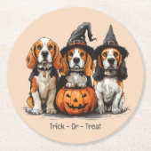 Halloween-Beagle-Hunde für Trick oder Treat Runder Pappuntersetzer (Vorderseite)