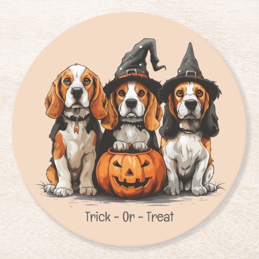 Halloween-Beagle-Hunde für Trick oder Treat Runder Pappuntersetzer (Vorderseite)