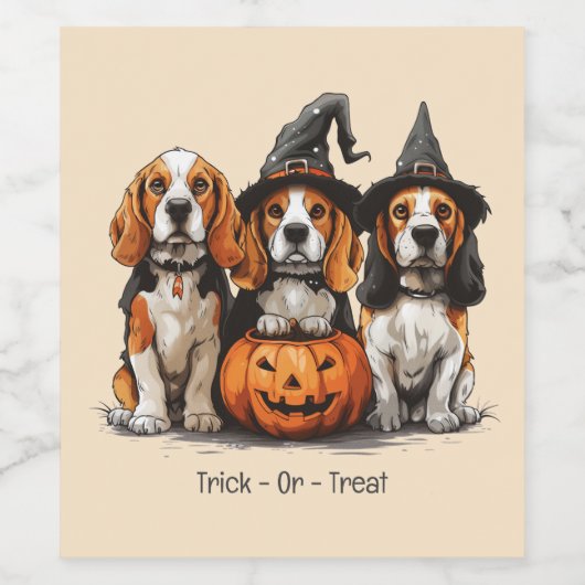 Halloween-Beagle-Hunde für Trick oder Treat Weinetikett (Einzelnes Label)
