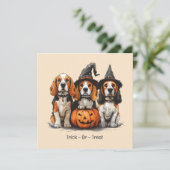 Halloween Beagle Hunde Kürbislaterne Einladung (Stehend Vorderseite)