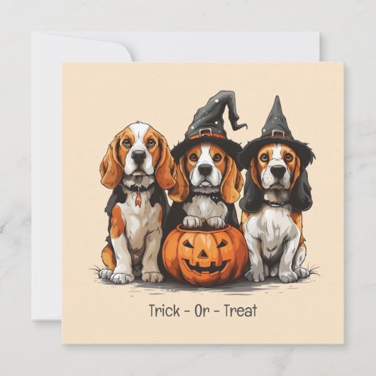 Halloween Beagle Hunde Kürbislaterne Einladung (Vorderseite)