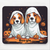 Halloween-Beagle in der Funny-Geisterkostüm Mousepad (Vorne)