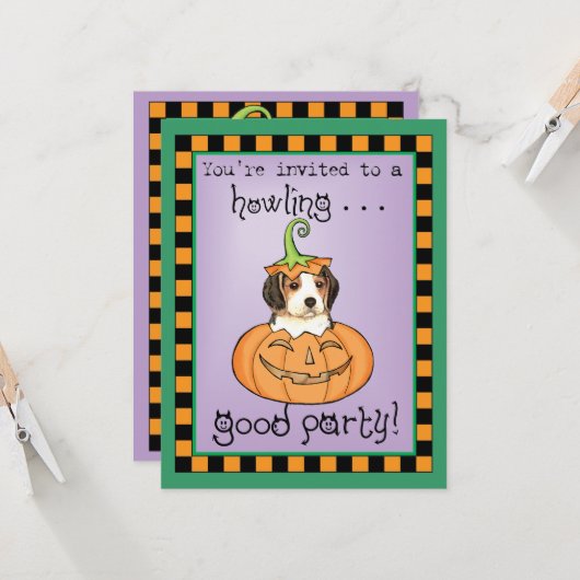 Halloween-Beagle Karte (Vorderseite/Rückseite Beispiel)