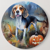 Halloween-Beagle mit Pumpkins Beängstigend Button (Vorderseite)