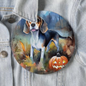 Halloween-Beagle mit Pumpkins Beängstigend Button (Beispiel)
