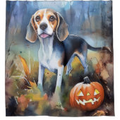 Halloween-Beagle mit Pumpkins Beängstigend Duschvorhang (Vorderseite)