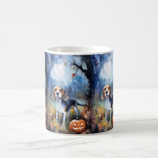 Halloween-Beagle mit Pumpkins Beängstigend Kaffeetasse (Mittel)
