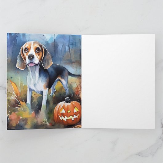 Halloween-Beagle mit Pumpkins Beängstigend Karte (Innenseite)