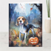 Halloween-Beagle mit Pumpkins Beängstigend Karte (Vorderseite)