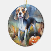 Halloween-Beagle mit Pumpkins Beängstigend Keramik Ornament (Links)