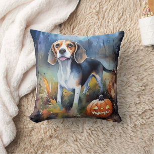 Halloween-Beagle mit Pumpkins Beängstigend Kissen