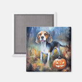 Halloween-Beagle mit Pumpkins Beängstigend Magnet (Vorderseite/Rückseite)